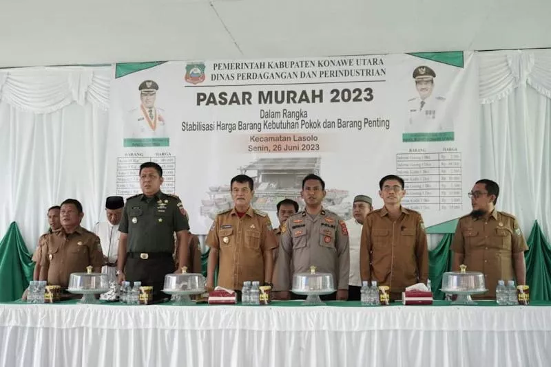 Laksanakan Program URC-KIS, Pemda Konut Bersama Kodim, Dan Polres Resmikan Pembukaan Pasar Murah