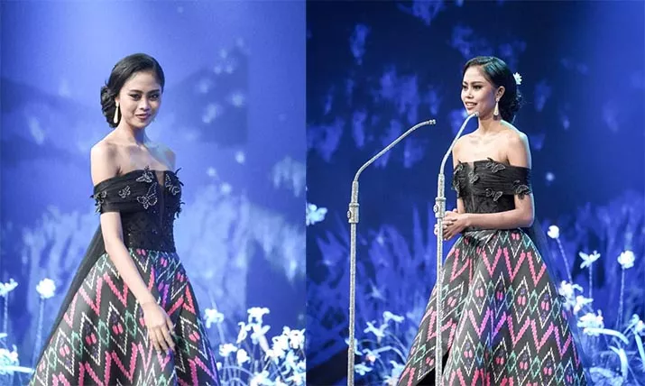 Gaun Motif Sorume Khas Dari Koltim Dikenakan Pemenang Miss Mega Bintang Indonesia 2023